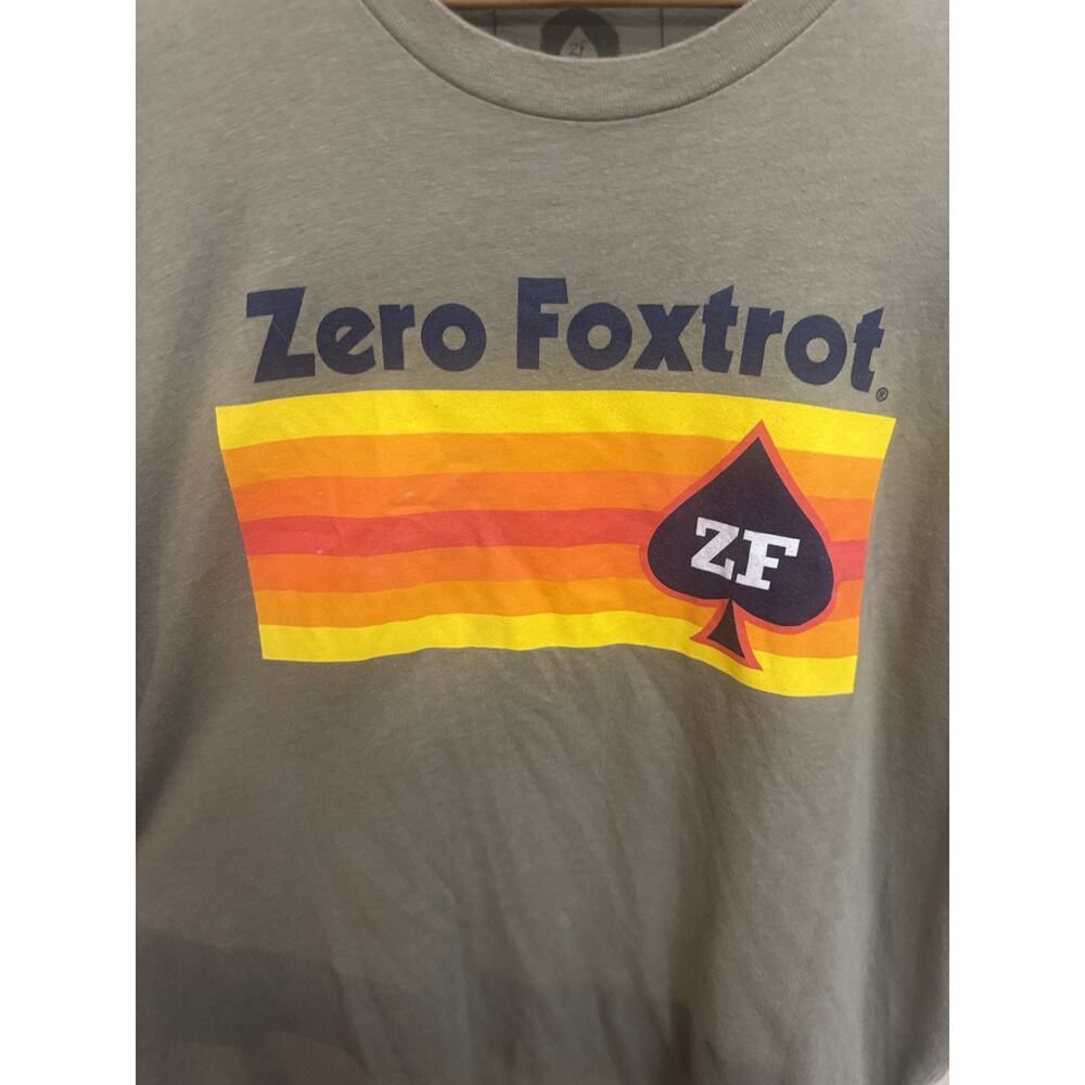 Zero Foxtrot Spade Logo Flag Green Men's T-Shirt XL Striped Military Stay Zero - Picture 2 of 6